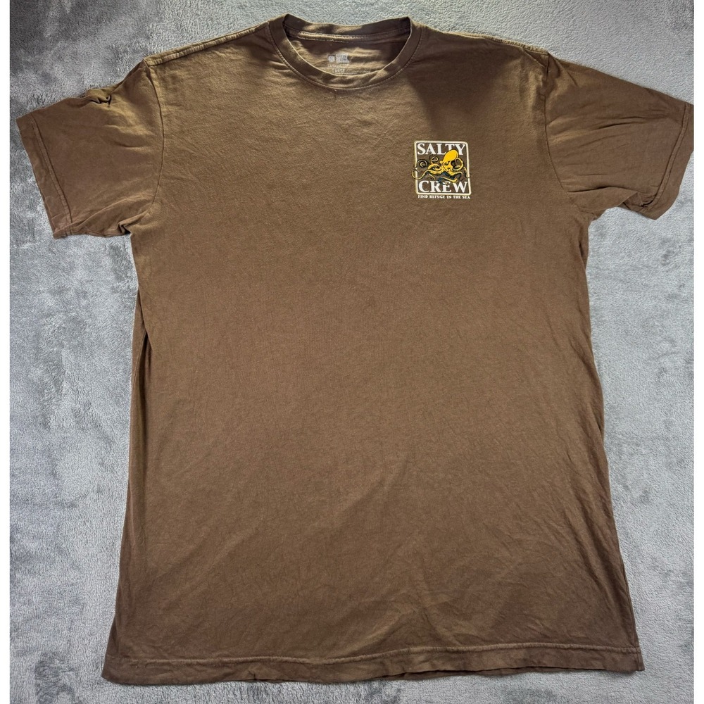 Salty Crew Classic Tee Octopus Brown T-Shirt Men's Size Large Short Sleeve